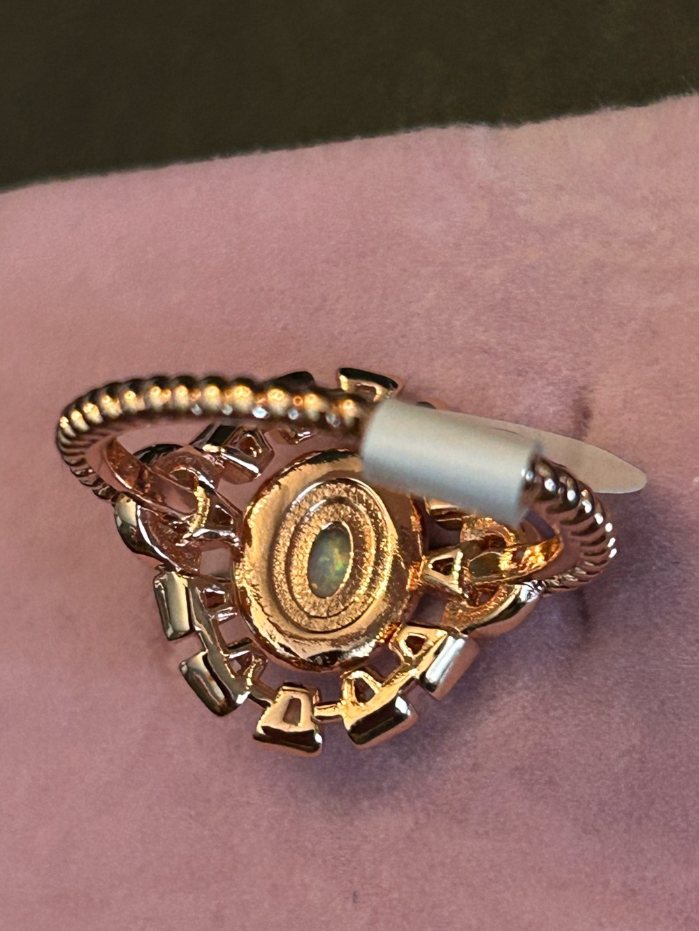 BP ‘The Secret Shine’ Opal Halo Ring in Rose Gold Tone with Rope Design Size9 - Picture 3 of 12